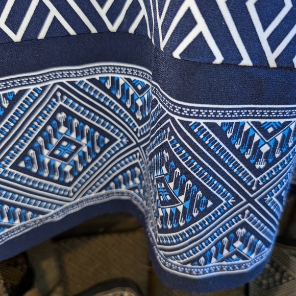 Magnolia Grace M Embroidered Sleeveless Knit Maxi Dress Navy White - Picture 4 of 9